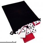 Domino Double Six 6 Two Tone Red and White Tiles Jumbo Tournament Professional Size with Spinners in Black Elegant Velvet Bag  B074VHQ6R7